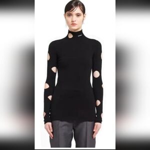 Prada Black Cutout Long Sleeve Top😍